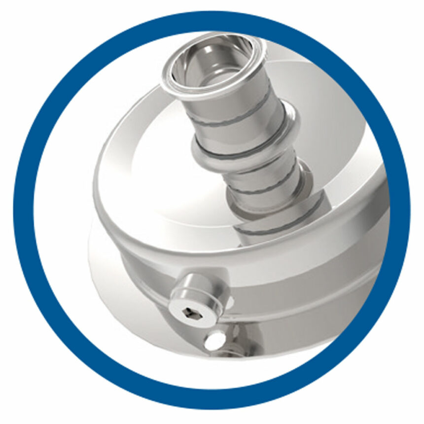 Stopfen zur Gehäuseentleerung bei hygienischen Kreiselpumpen.