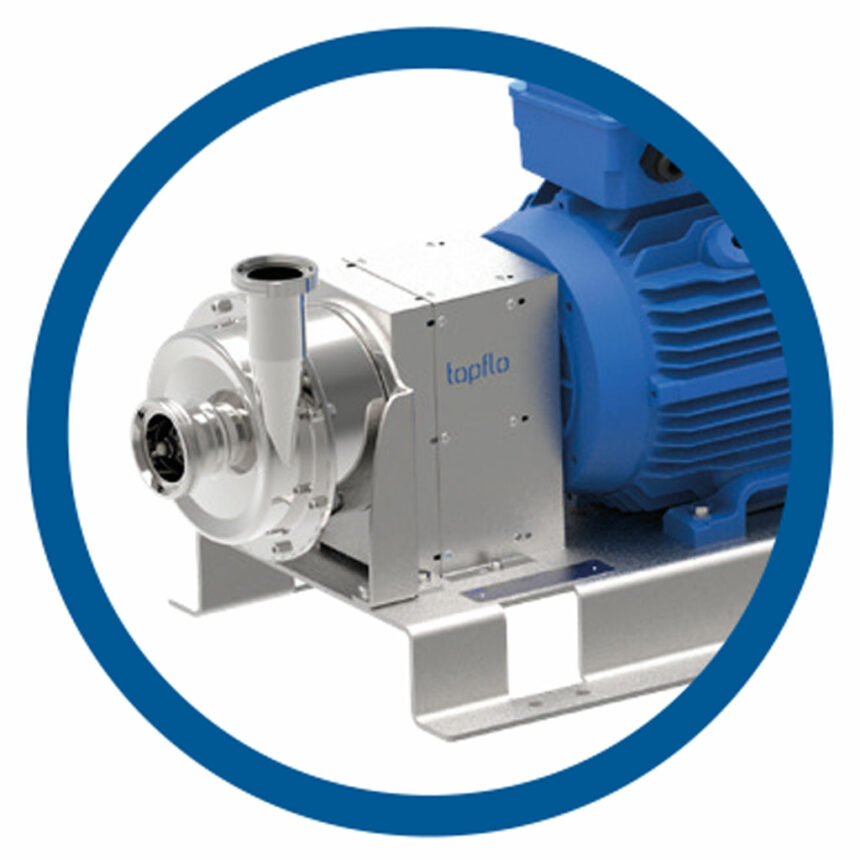 Langgekuppelte Ausführung der hygienischen Kreiselpumpe.