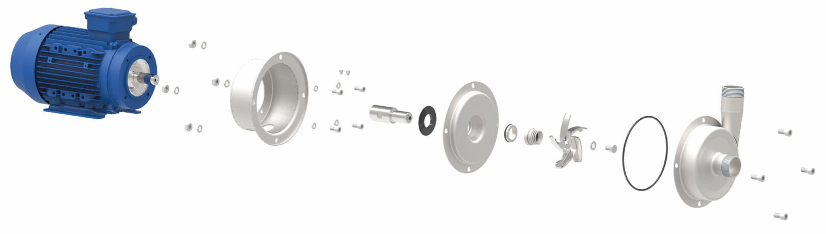 Die Zusammensetzung der industriellen Kreiselpumpe CTI auf einen Blick.