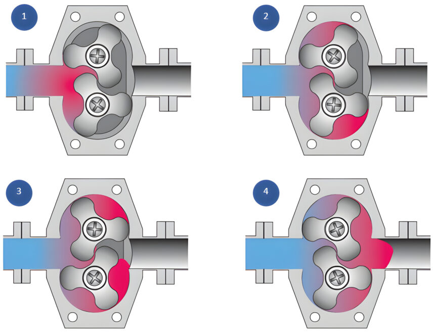 Funktionsprinzip Drehkolbenpumpe Funktionsprinzip Drehkolbenpumpe