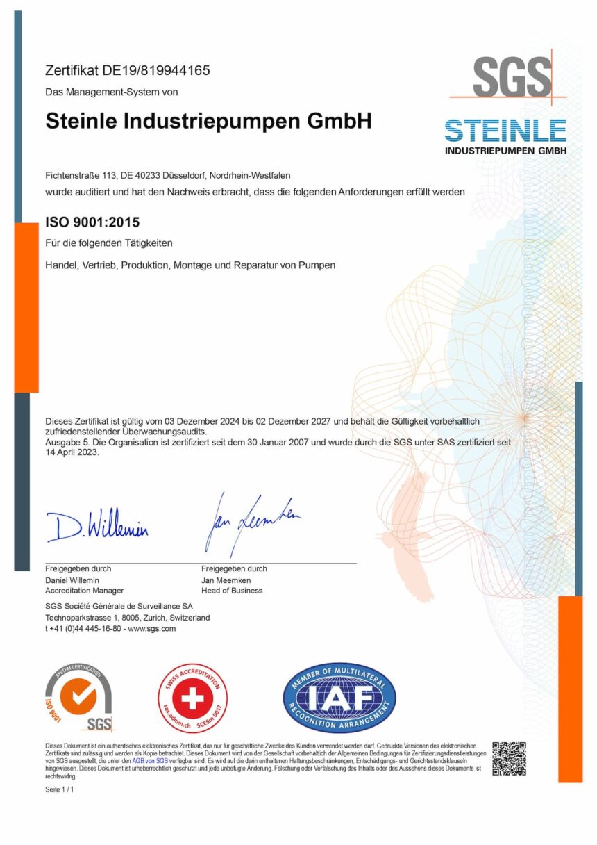 ISO 9001:2015 Zertifikat